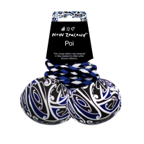 Maori Patterned Fabric Poi -  Blue