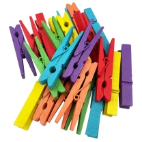 Coloured Mini Wooden Pegs - Pack of 22