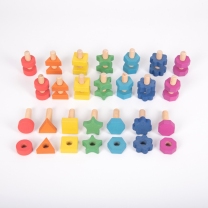 Rainbow Wooden Nuts and Bolts - Pack of 21