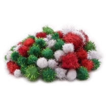 Christmas Pom Poms - Pack of 100