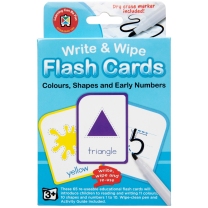 Colours Shapes & Numbers Write & Wipe Flash Cards