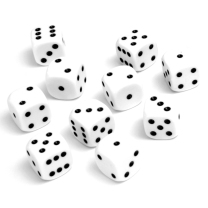 6-Sided White Dot Dice - Set of 10