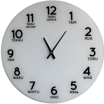 Te Reo Large Glass Clock