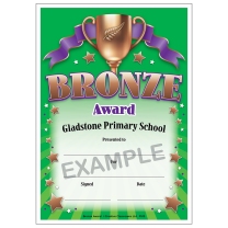 Bronze Award Personalised Certificates