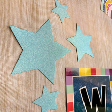 Ice Blue Glitter Stars Accent Cards