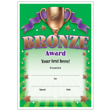 Bronze Award Personalised Certificates